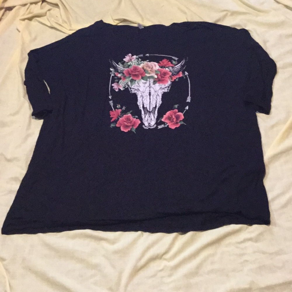 3X Skull and Roses Black Dolman Top